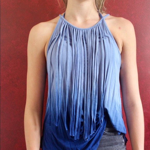 AE Ombré Fringe Halter Tank - Picture 3 of 6